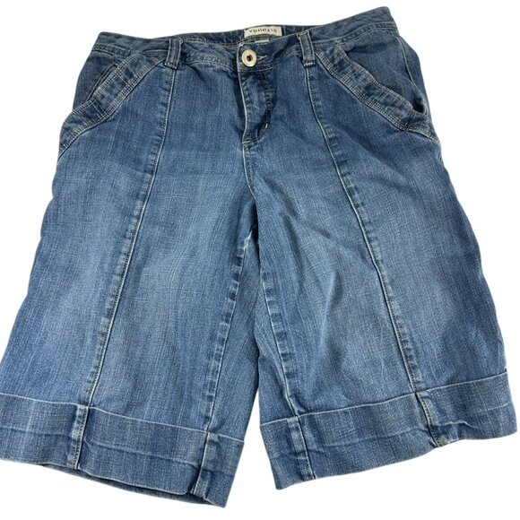 Vintage Venezia Womens Denim Shorts Size 14 Blue Jean Bermuda Cuffed Casual - Picture 1 of 8